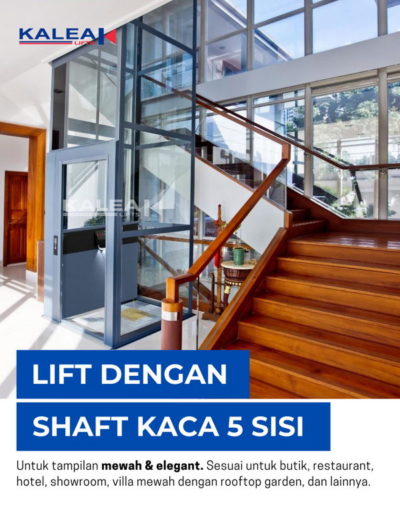 pasang lift rumah mewah full glass