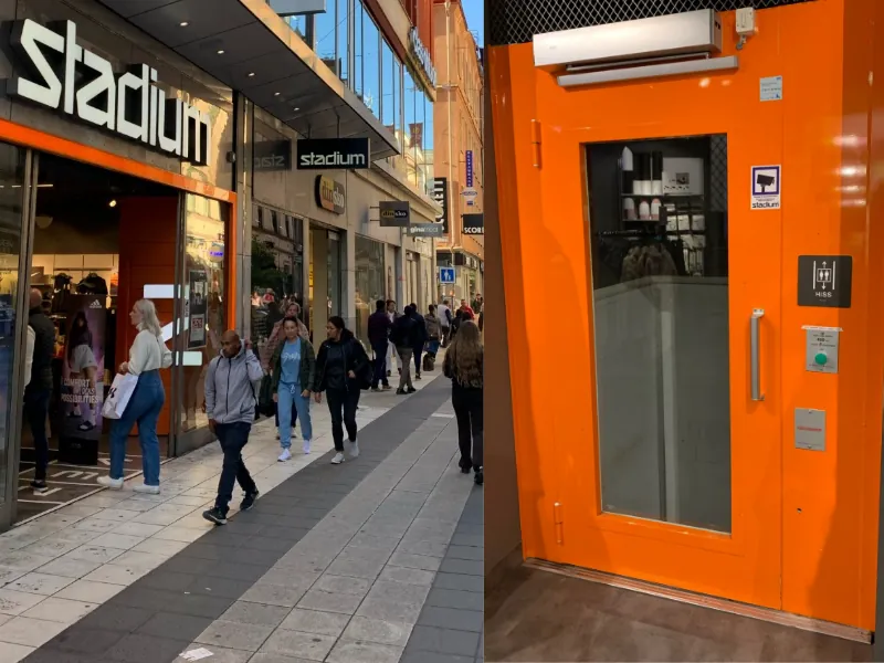 Lift Klassic Oranye di Retail Store Stadium Swedia
